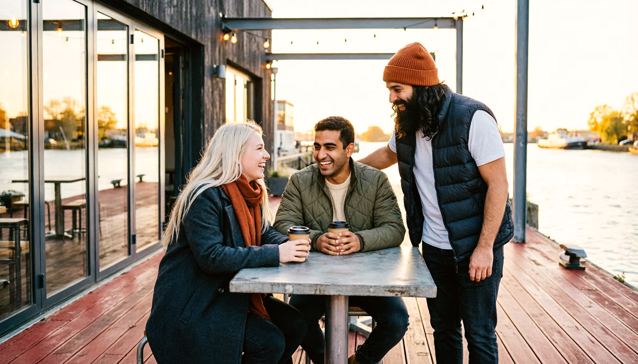 Influencer tax explained: friends sitting down with a coffee outside