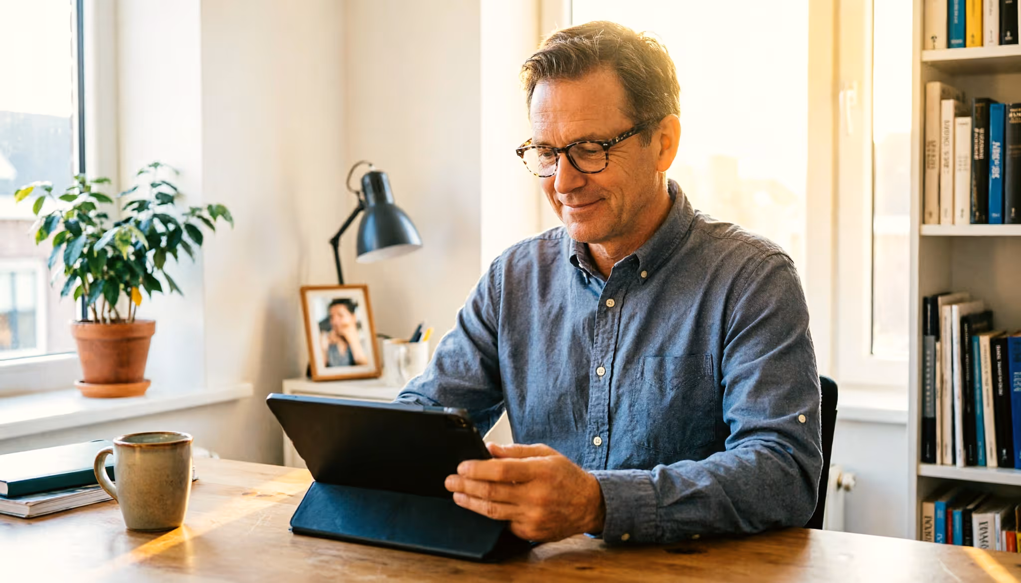 Een vader helpt zijn dochter balanceren op houten stelten op het gazon