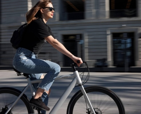 Girl on company bike