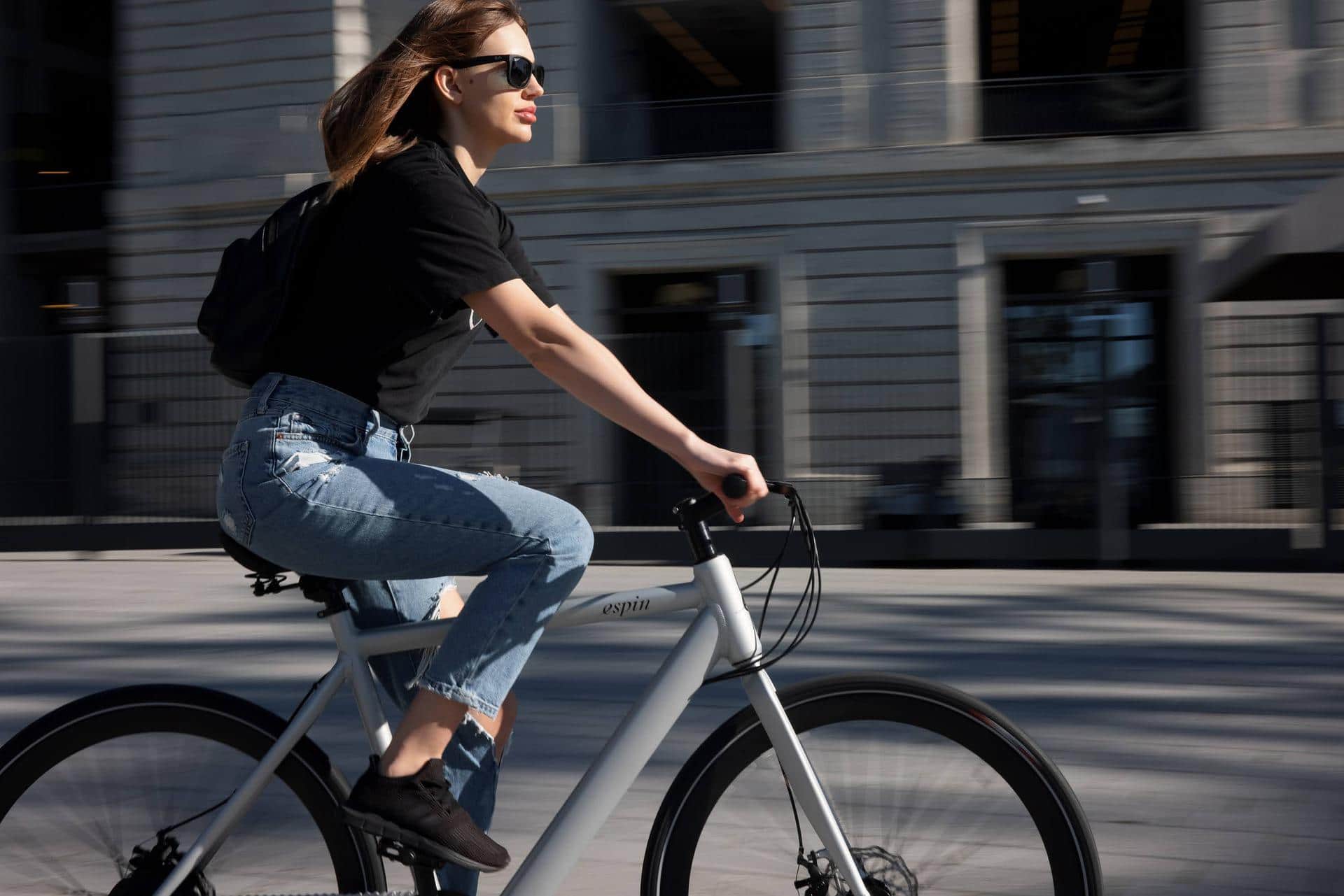 Girl on company bike